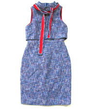 NWT J.Crew Tie-neck Tank Sheath in Blue Red Metallic Autumn Tweed Dress 2