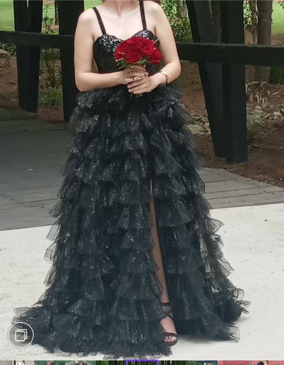 princess polly baby blue dress Stacee's Black Formal Full Prom Gown size 2