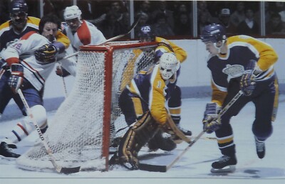 NHL CLASSIC PHTOO PRINT LARRY ROBINSON MONTREAL VS LOS ANGELES MARIO LESSARD 
