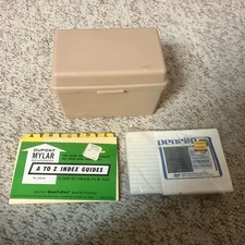 Vintage Empire Pencil Co Tan Recipe Index Card Box 4 x 6 Mid Century W/ Supplies