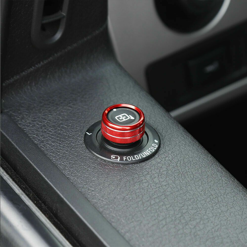 ⭕Red Car Mirror Flod Knob Decor Bezels Cover Ring For Ford F150 /Mustang 2009-13