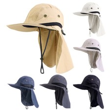 Unisex Bucket Boonie Hat Neck Cover Flap Sun Wide Brim Fishing Solid Outdoor Cap