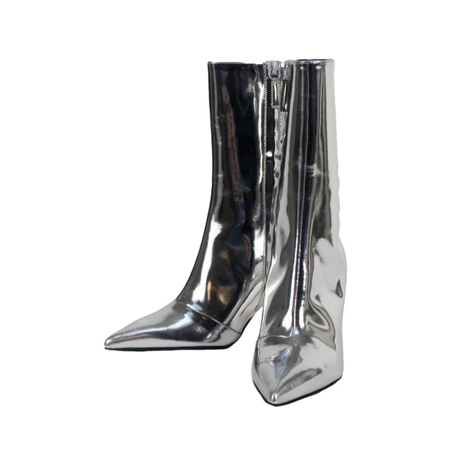 silver patent leather boots