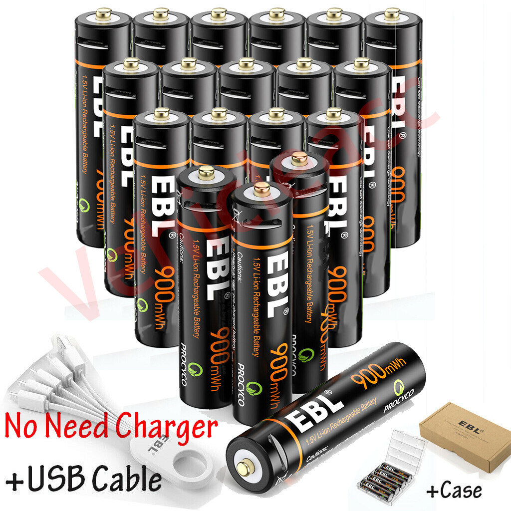 Lot EBL 1.5V USB Rechargeable AAA Lithium Battery Liion Batteries