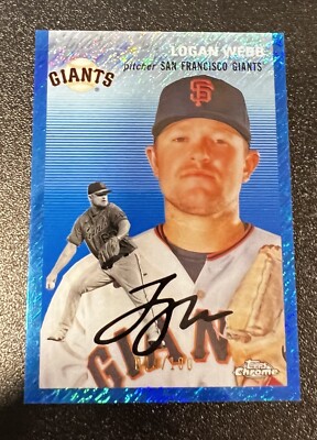 2023 Topps Chrome Platinum Anniversary Logan Webb BLUE SHIMMER SP #d 44/100