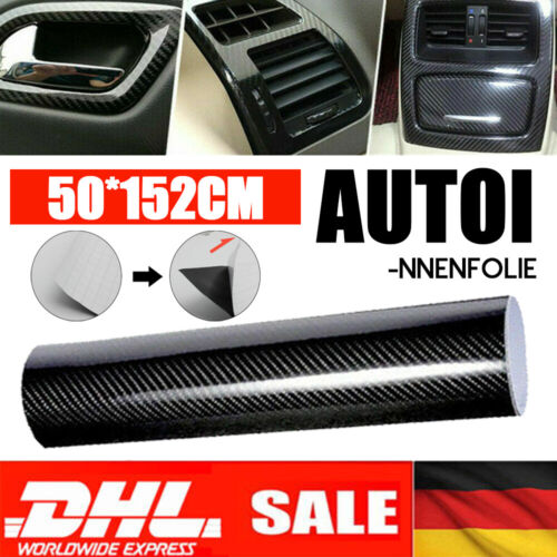 6D Carbon Folie Blasenfrei Autofolie Glanz Schwarz KFZ Klebe Folie 50x 152cm - Bild 2 von 14