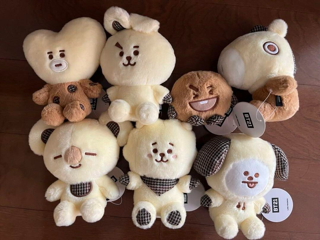 BT21 Complete 7 Set glen check plush Doll 18cm 2022 Limited LINE 