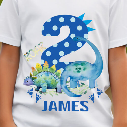 Personalised Dinosaur 2nd Birthday Kids T-Shirt Name Gift Boys Girls Top #TA-195 - Picture 3 of 32