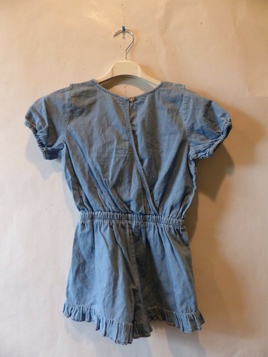 GUESS GIRLS CARMEN RUFFLE HEM ROMPER JUMPSUIT BLUE SIZE 7 SHORTS - Picture 2 of 3