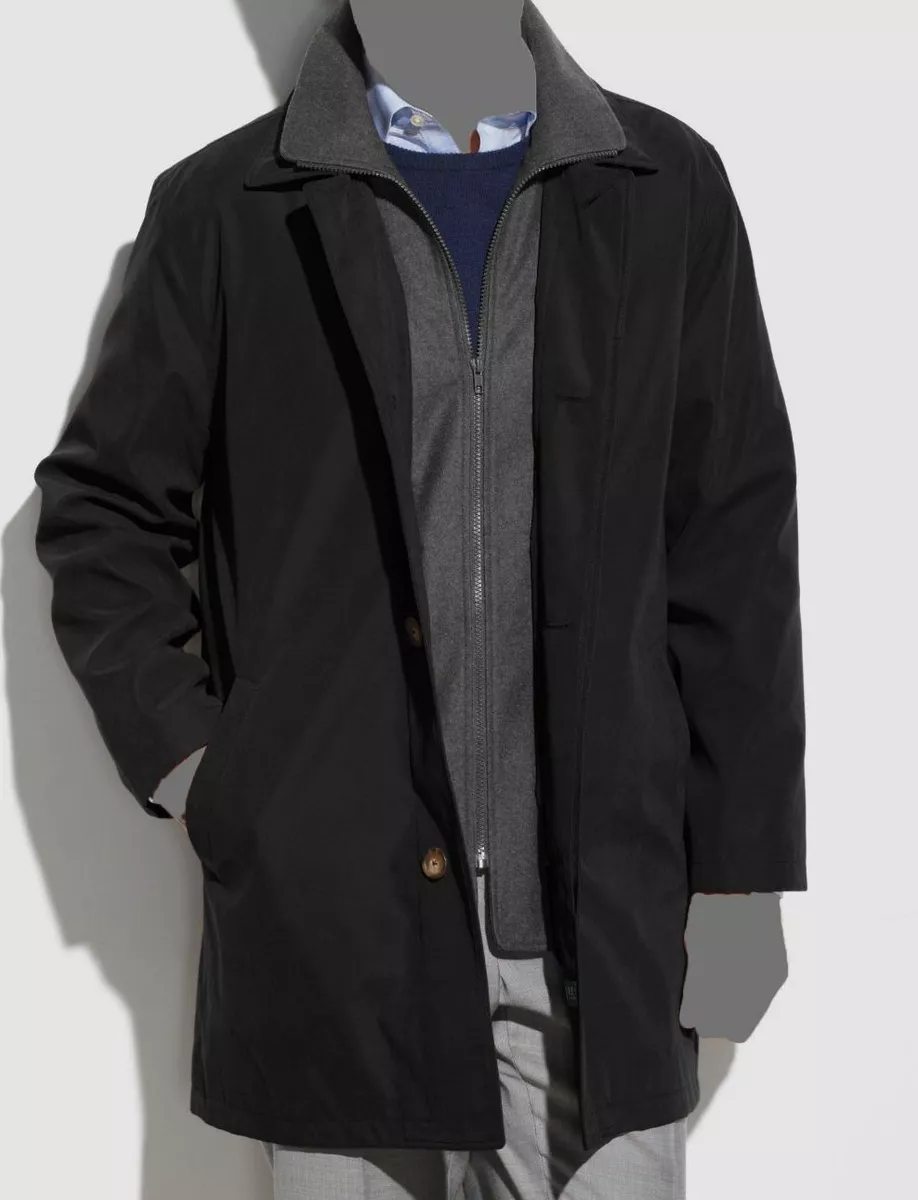 350 Ralph Lauren Mens Black Edgar Classic Fit Overcoat Raincoat Coat Jacket 36R
