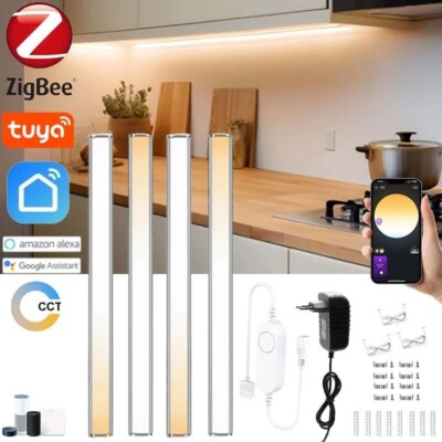 Zigbee LED cabinet light, 30CM dimmable, Tuya app, voice control.