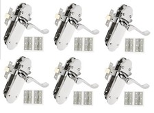 6 sets of polished chrome shaped scroll door handle packs hinge & latch