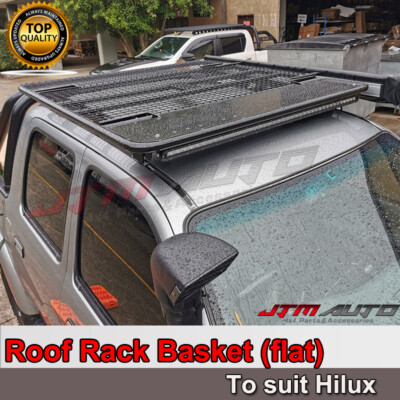 Universal Black Roof Rack Roof Basket (Flat) to suit Toyota Hilux