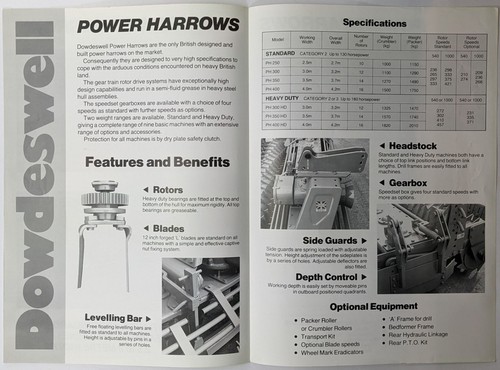 Original Dowdeswell Power Harrows, Hydraulic Folding, 2.5 To 8m Brochure - Picture 2 of 4