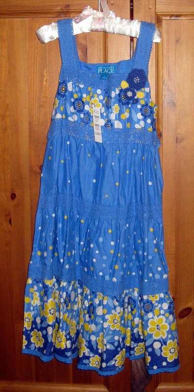 NWT THE CHILDREN PLACE TWIRL RUFFLE LACE BLUE YELLOW FLORAL DRESS SIZE 8 PARTY