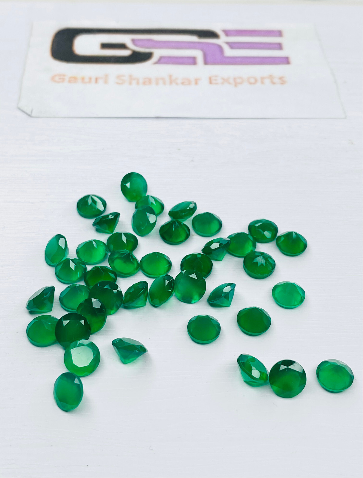 1-12mm Faceted Round Green Onyx Loose Gemstones DG Calibrated