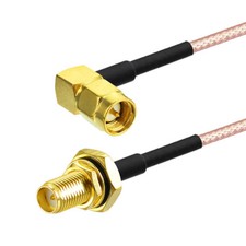 RG316 RP-SMA Female Bulkhead Mount to SMA Male Right Angle Extension Cable 15cm