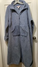 STAN HERMAN Women s Plush Long Zip Lounger Robe Midi Light Blue XL
