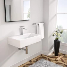 20 Inch Wall Mount Bathroom Vessel Sink ADA Rectangle 20"x14" Floating Bathro...