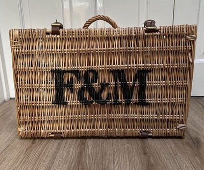 Fortnum And Mason F&M Medium Picnic Basket Wicker Hamper 50cm X 32