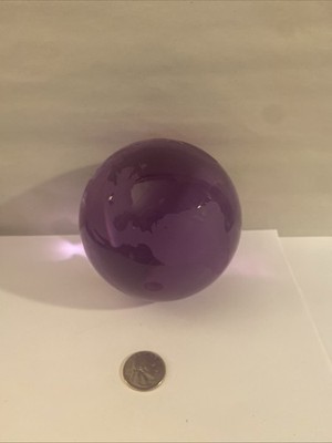 Awesome Heavy Glass Orb Of Earth, Lavender Sphere Of Globe Map, Softball Size!