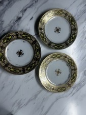 Three(3) Rare Antique IE & C Co Nippon Beaded Moriage Hand Painted Enamel Plates