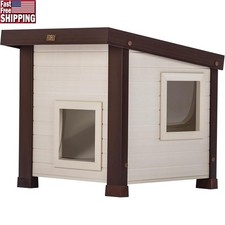 Durable Outdoor Cat House ECOFLEX Dual Entry Easy Assembly Ventilated Shelter US