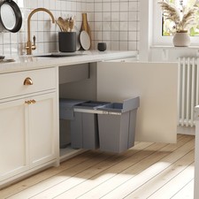 HOMCOM 40L Einbaumülleimer Unterschrank ausziehbarer Müllsammler mit 3 Fächer