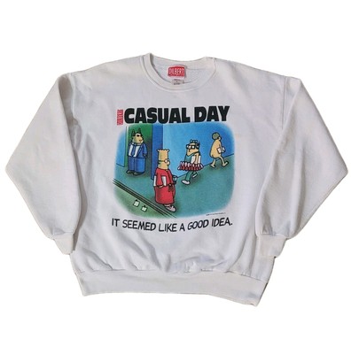 Vtg 90s Dilbert Sweatshirt Mens XL White Casual Day It Seemed Like A Good Deal