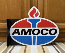 Amoco Gas Oil Flange Sign American Standard 2 Sided Vintage Style Wall Decor Amoco Gas Oil Flange Sign American Standard 2 Sided Vintage Style Wall Decor