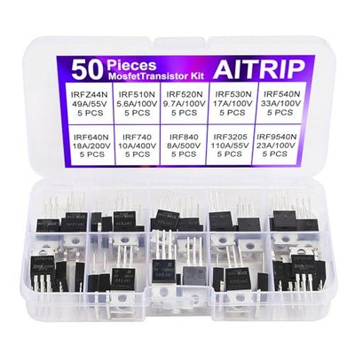 10 Werte 50 Stück MOSFET Transistoren IRF510N IRF520N IRF530N IRF540N IRF640N Kit