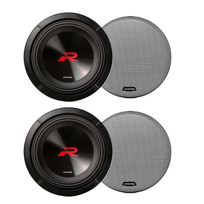 Alpine 10'' R-Series Subwoofers Dual 4-Ohm with 2-KTE Grills