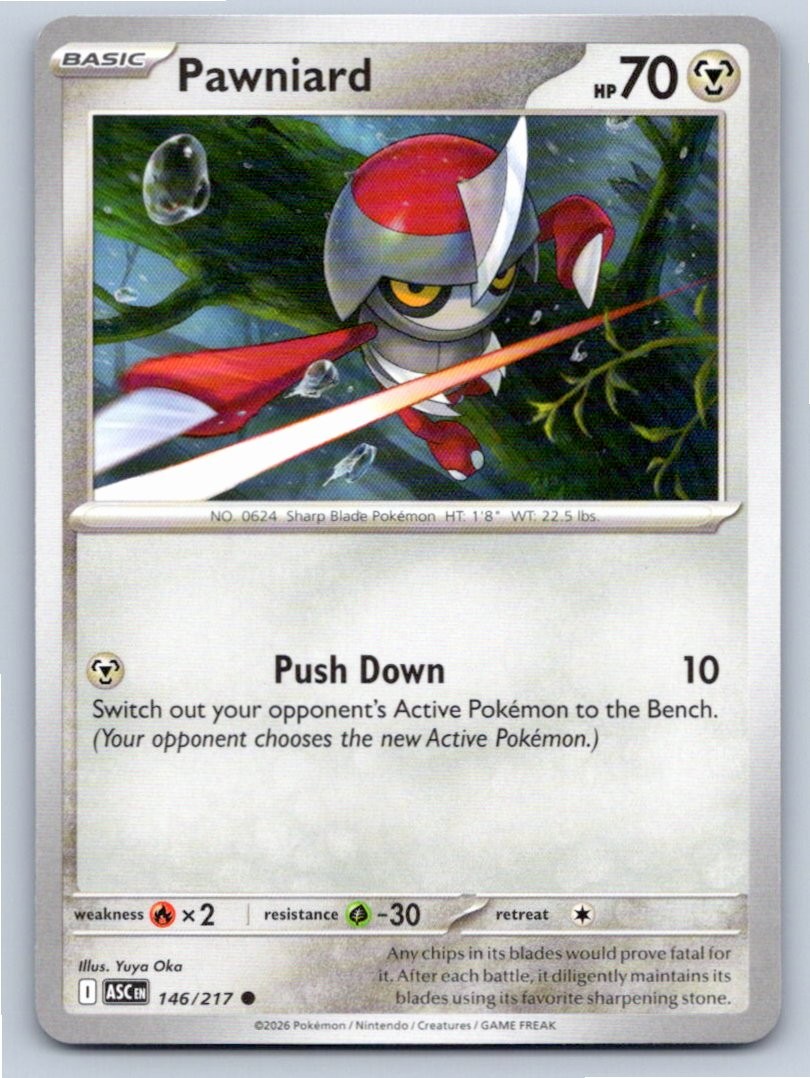 2026 POKEMON PAWNIARD ASCENDED HEROES 146/217 COMMON NM A6006 FREE S&H
