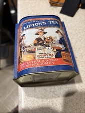 Vintage Empty Lipton&rsquo;s Tea Tin Box 4.25&rdquo; X 5&rdquo;