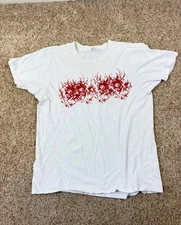 Mens Vintage Cyber Goth Grunge Emo Punk White Red Graphic T Shirt XL FLAWS