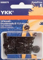 Ykk AnnäH DruckknöPfe 11Mm Schwarz (18 StüCk)