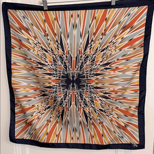 Vintage 60s/70s Mr. Emperor Starburst Pattern Large Polyester Square Scarf