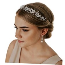Rhinestone Wedding Headband Tiara Crystal Headpiece Bridal Hair Silver