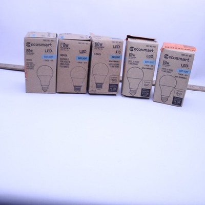 (5-Pk) EcoSmart LED Light Bulb Non Dimmable Daylight 5000K A19 60W Eqv
