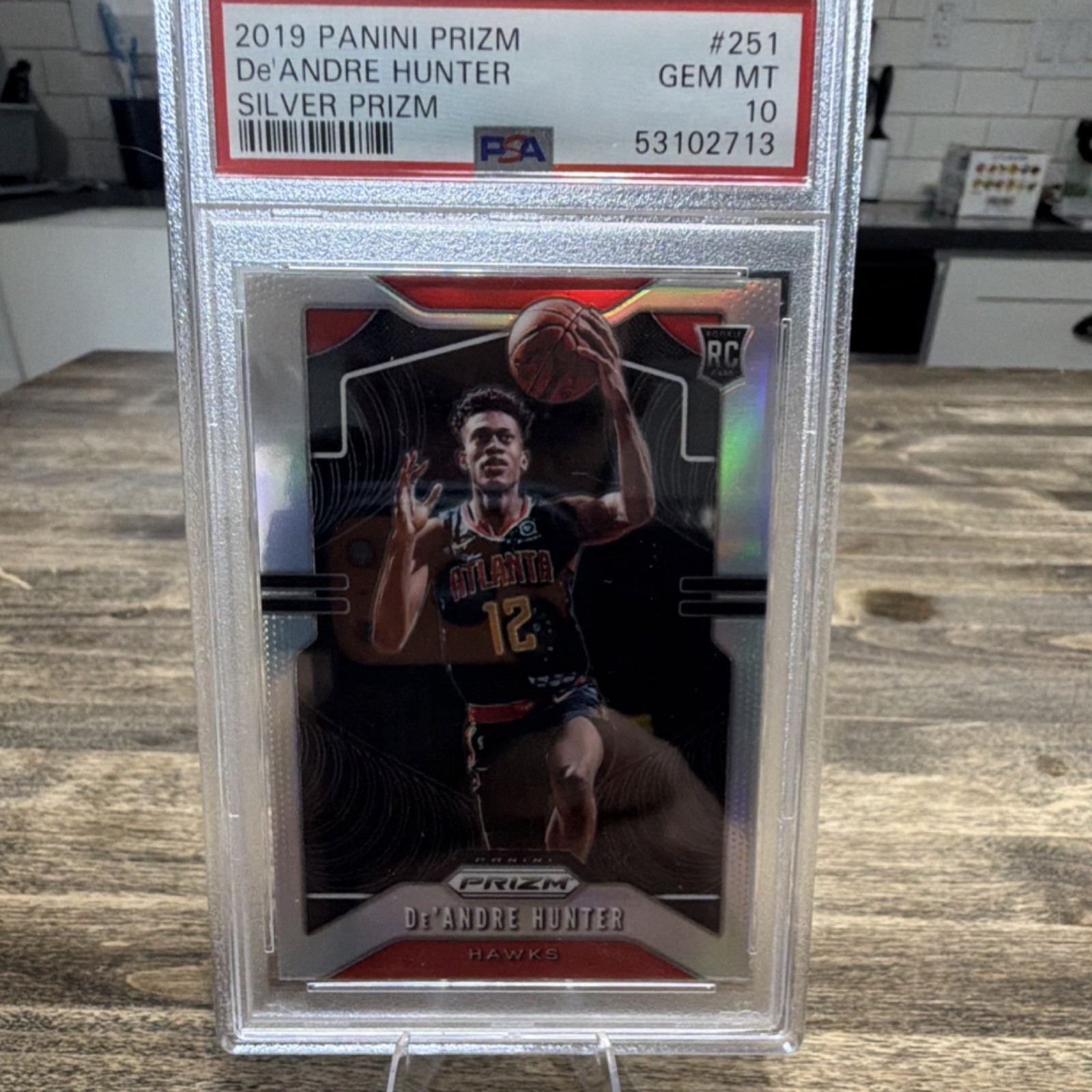 2019-20 Panini Prizm Silver Prizm Rookie De'Andre Hunter Hawks PSA 10 #251