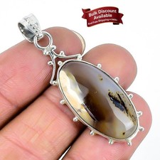 Natural Russian Dendritic 925 Silver Mother Trendy Artisan New Pendant Jewelry