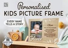 Wooden Picture Frame Personalised Kids Unique Gift Rustic Poems Boys Names A-Z