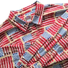 VTG BARN FLY Made in USA Fly Fishing American Flag Sport Shirt Sz XL Mens Cotton