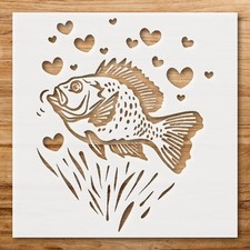 Fish Surrounded by Hearts Wall Art Reusable Plastic Stencil Physical Product  