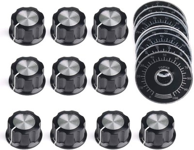 10pcs Adjustable Rotate Button Potentiometer Control Knobs and black 