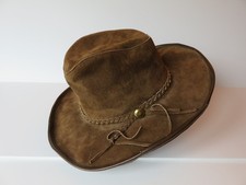 Vtg Genuine Leather Hat Medium Mexico Dundee Braided Band Western Rodeo Cowboy