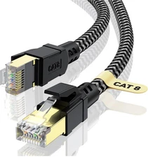 Cat 8 Ethernet Cable 8.12.40.50 FT RJ45 High Speed LAN Network Cord Black