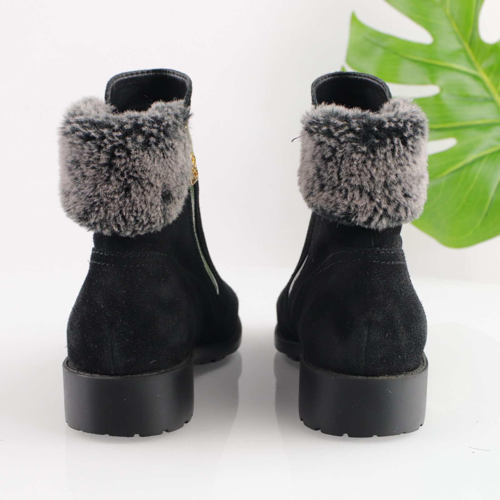 SAOLA Stivaletto Cole Haan donna Quinney taglia 10 impermeabile nero scamosciato pelliccia suola strappo