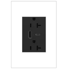Adorne 20 Amp 120-Volt Duplex Outlet with 6.0 Amp Type A/C USB, Graphite