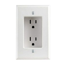 Leviton 689-W 15 Amp 1-Gang Recessed Duplex Receptacle, 1 Pack, White